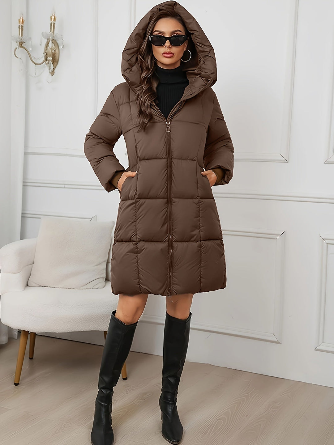 Zoila | Parka larga acolchada con capucha