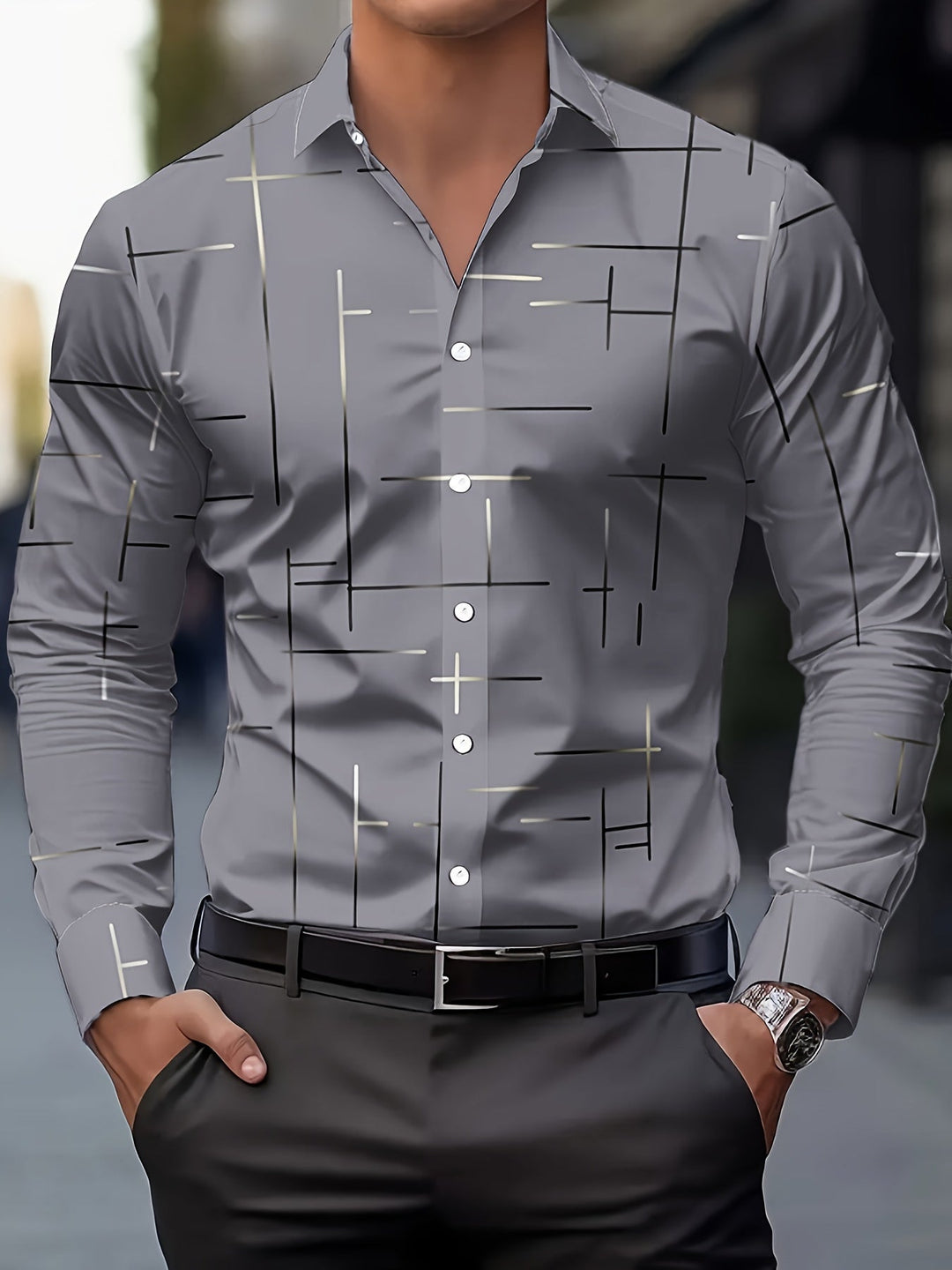Fabricio | Camisa con estampado de líneas