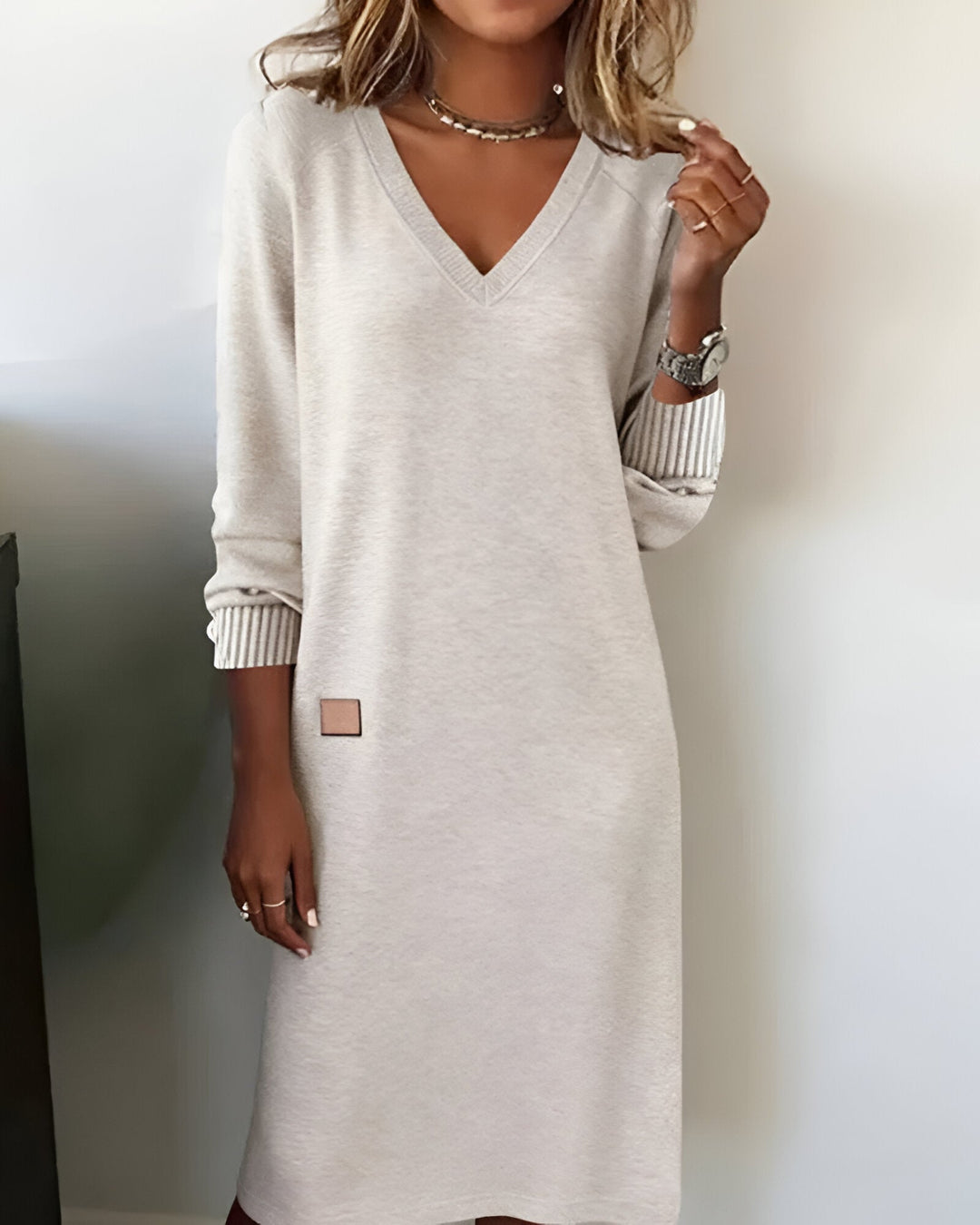 María Isabel | Vestido manga larga cuello V
