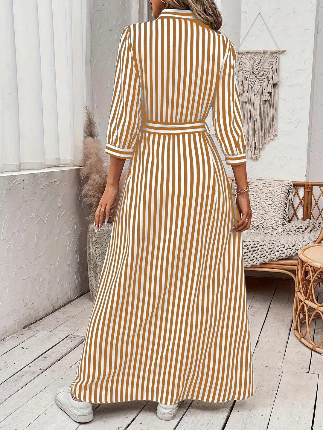 Ayleen | Vestido largo camisero con cinturón