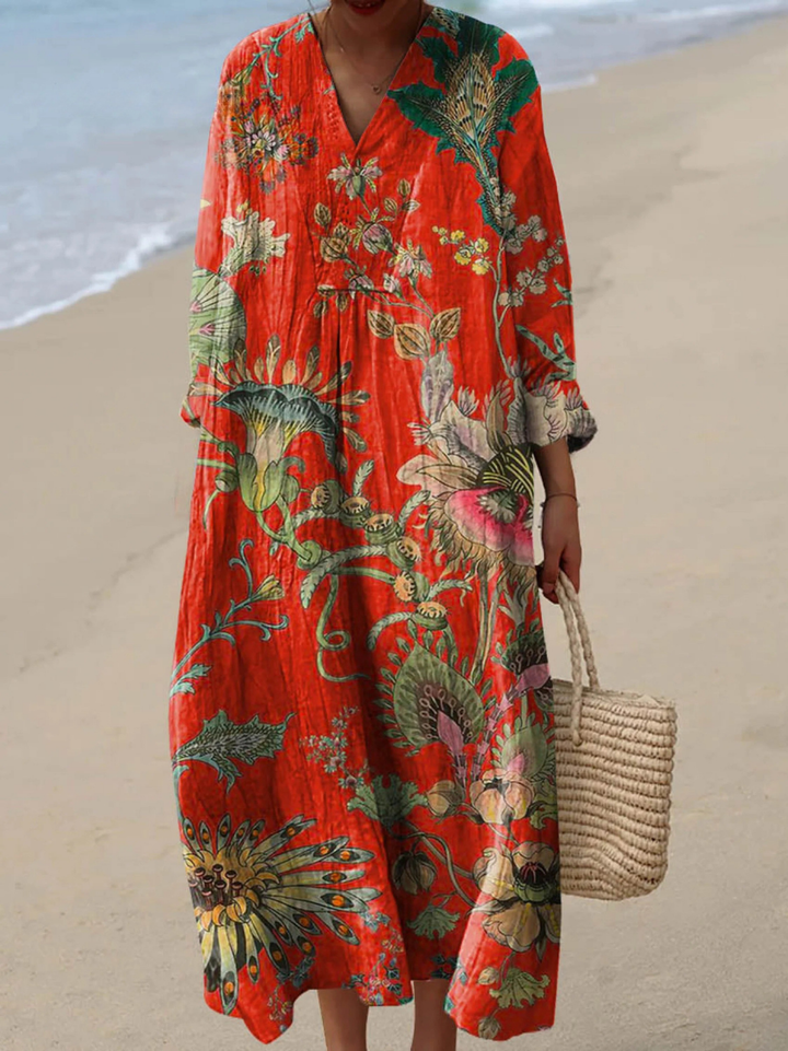 Ludmila | Vestido largo con estampado floral vintage