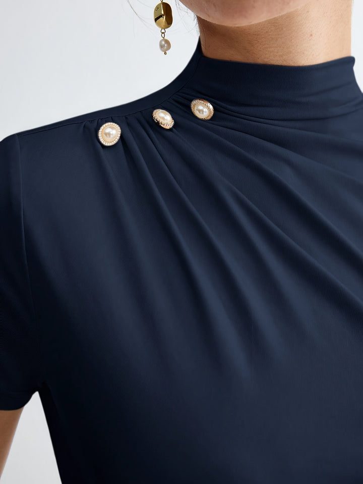 Margot | Polera cuello alto de manga corta