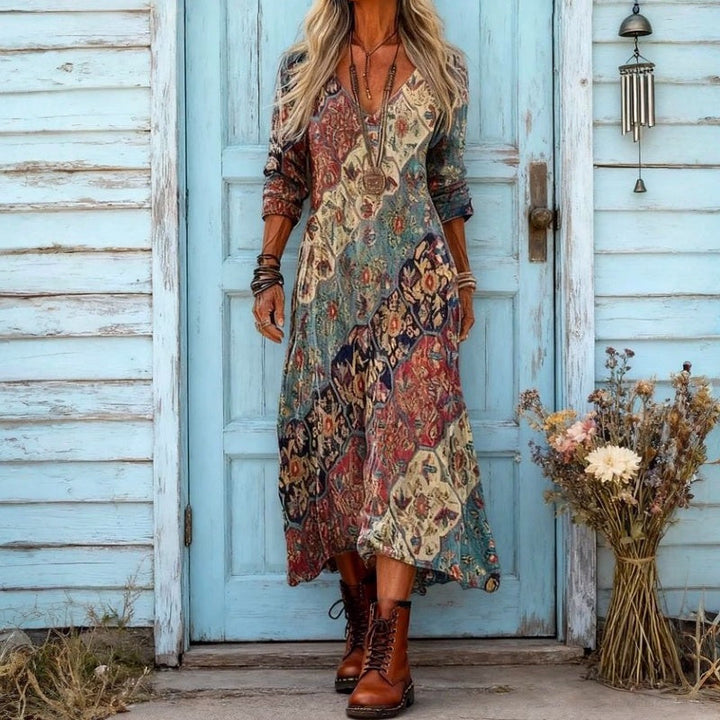 Ana María | Vestido casual estampado floral vintage manga larga