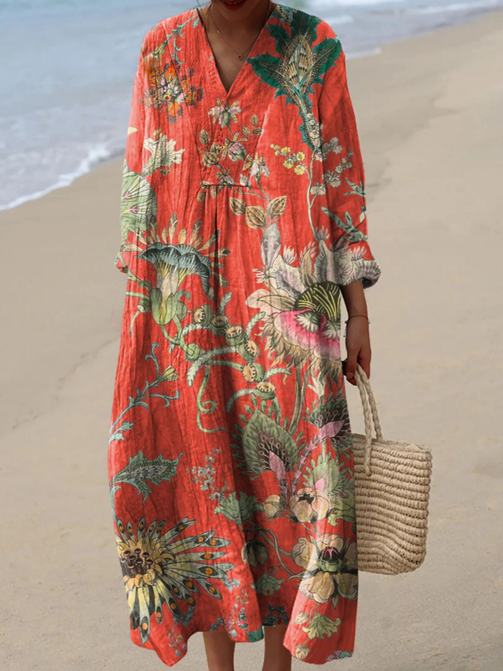 Ludmila | Vestido largo con estampado floral vintage