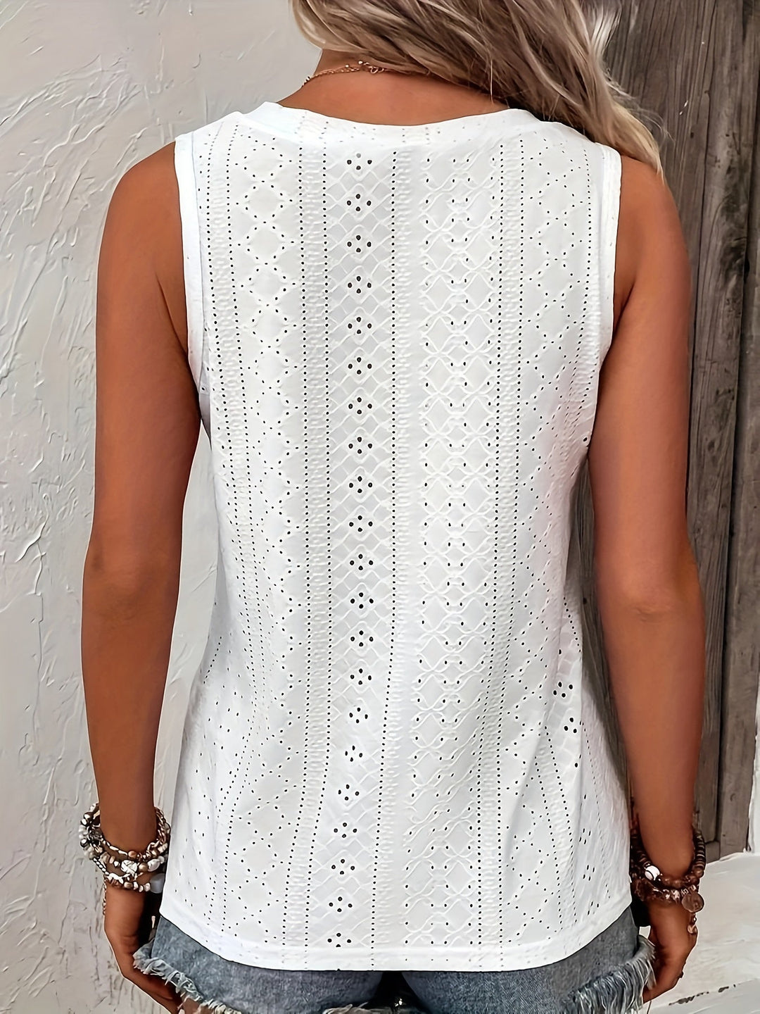Sharon | Blusa sin mangas con textura calada
