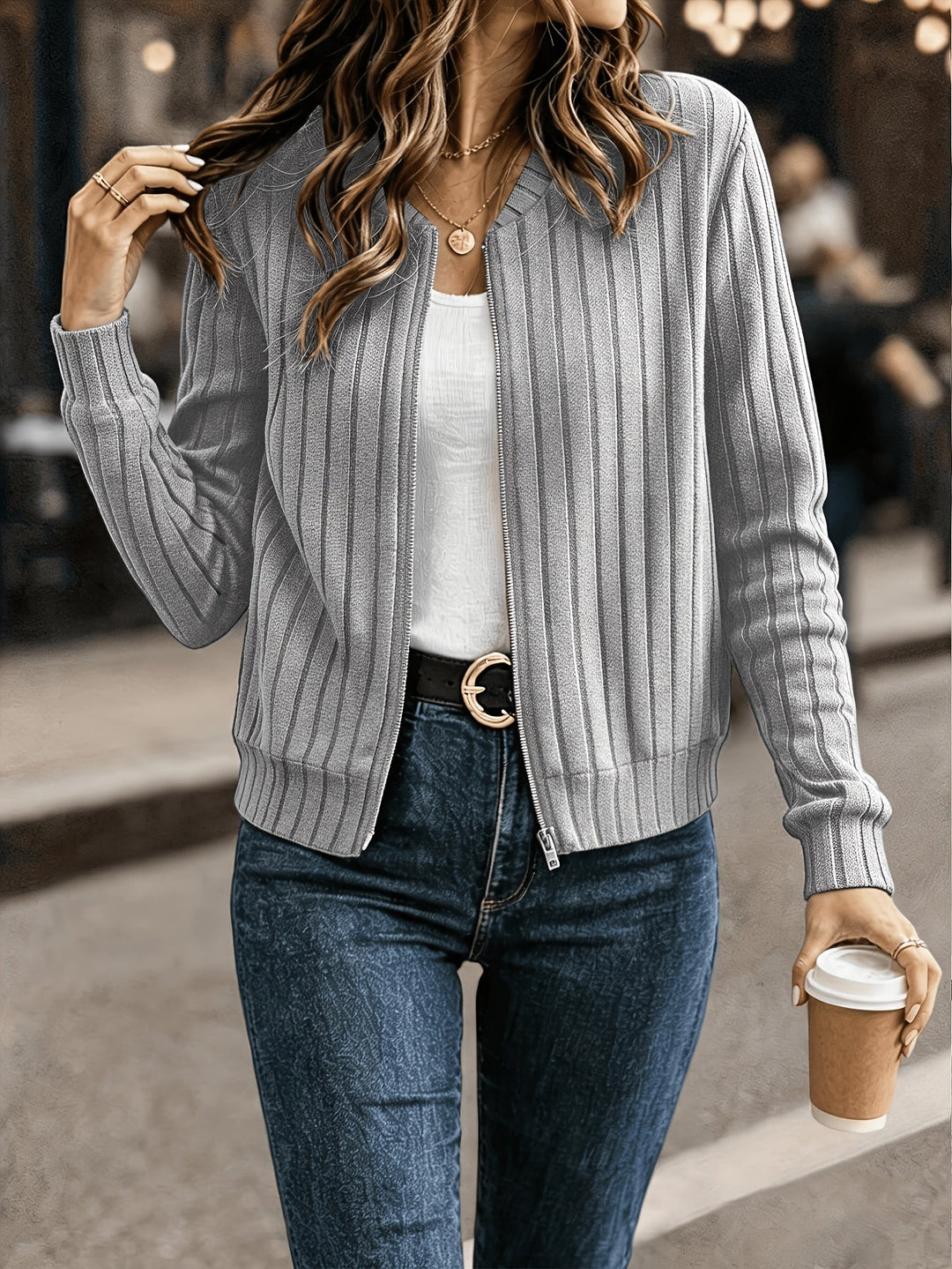 Liliana | Chaqueta acanalada con cierre