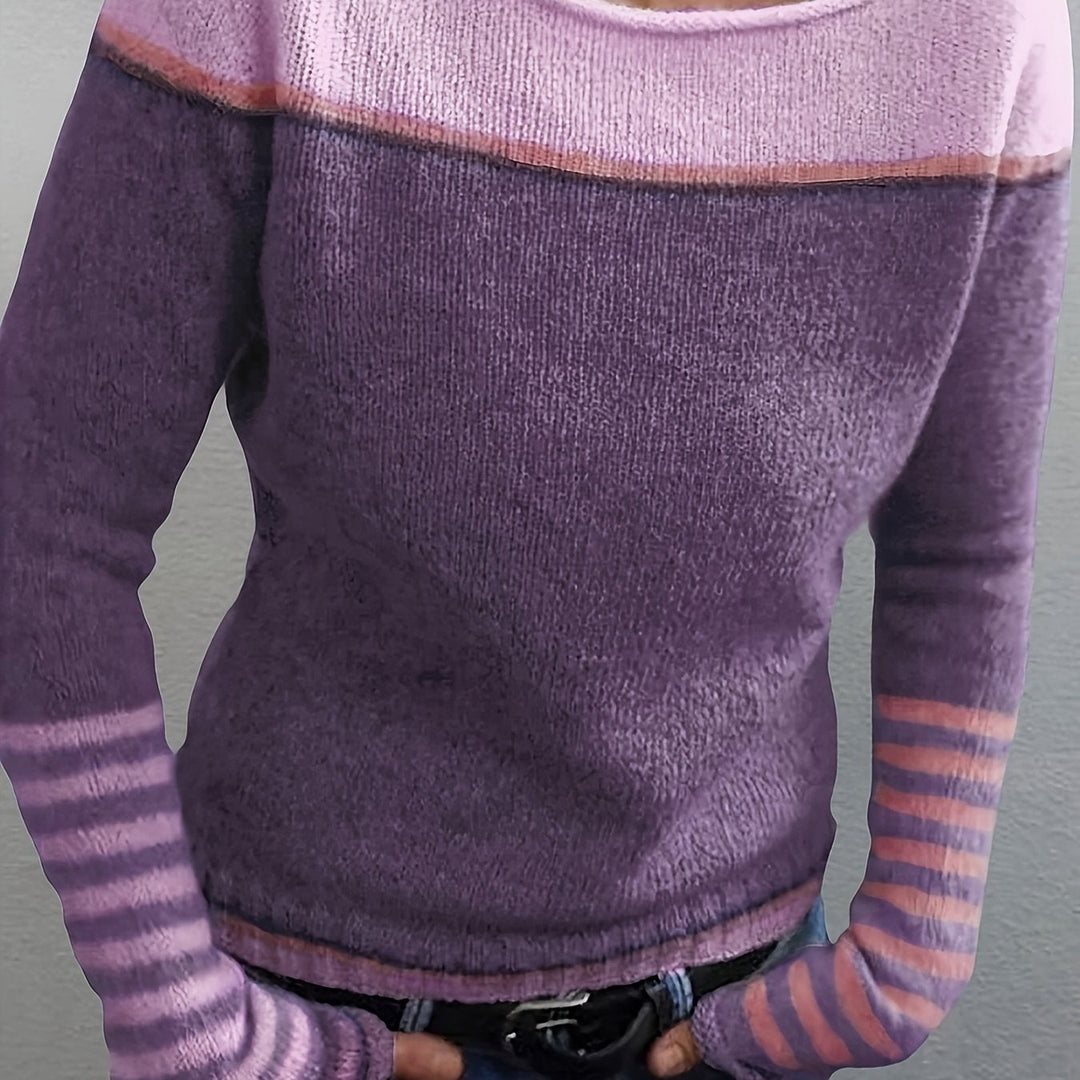 Grettel | Sweater cuello barco color block