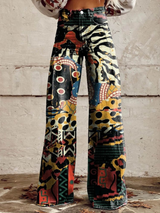 Ainara | Pantalón ancho de estampado artístico