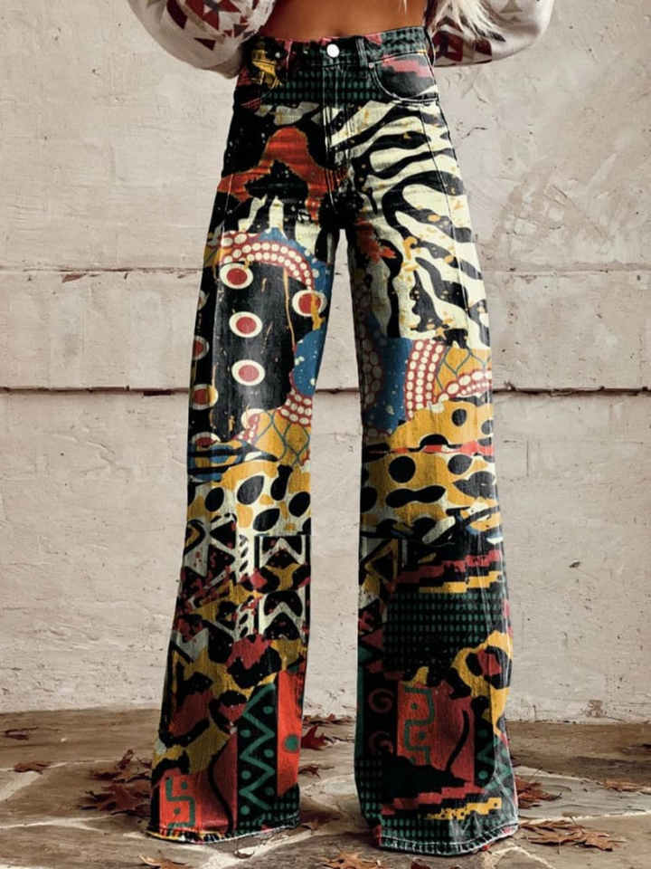 Ainara | Pantalón ancho de estampado artístico