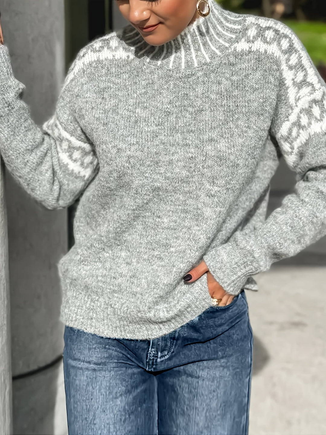 Elsa | Sweater cuello alto con detalle en contraste