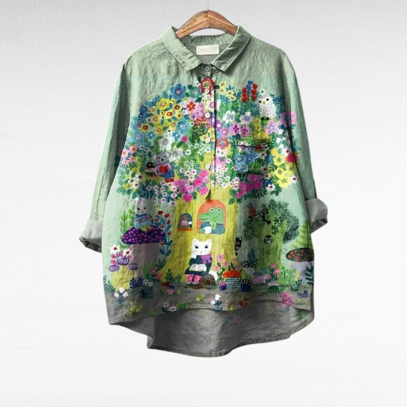 Catalina Paz | Blusa estampada de cuello camisero