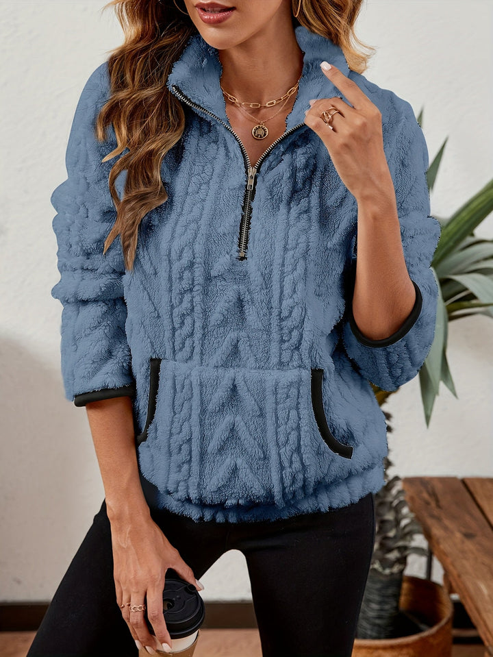 Manuela | Pullover texturado con media cremallera