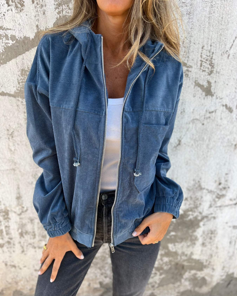 Ella | Chaqueta de Pana con Capucha y Cremallera