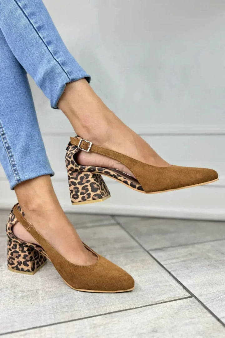 Paloma | Zapatos de taco con talón descubierto y taco animal print