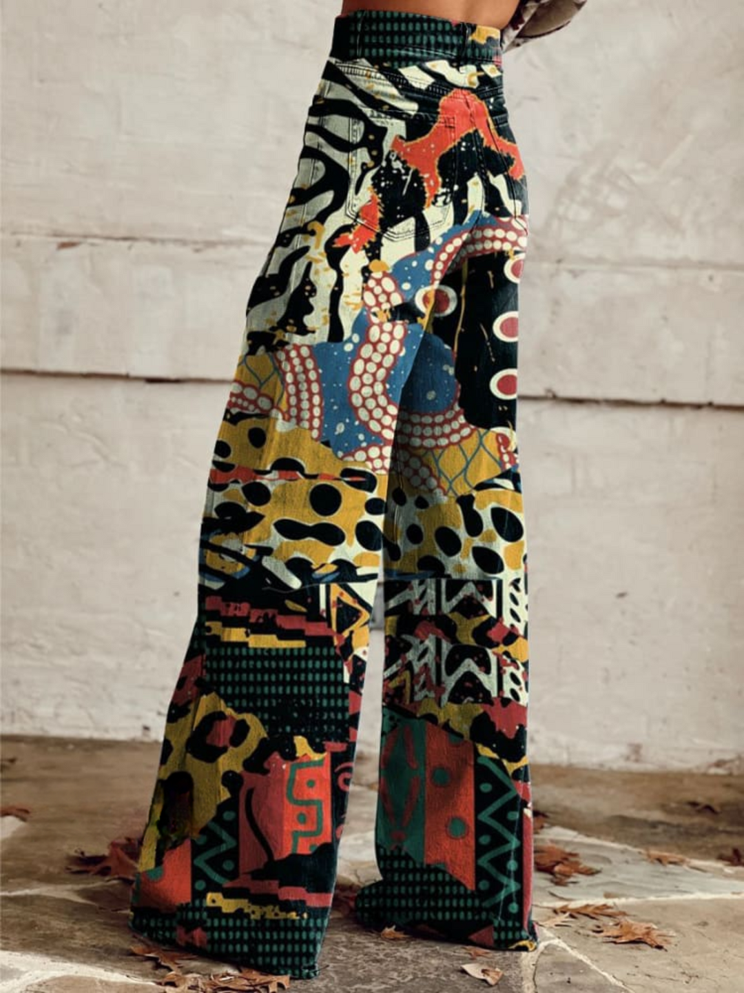 Ainara | Pantalón ancho de estampado artístico