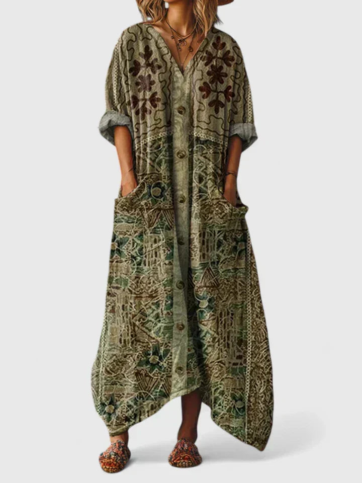 Fresia | Vestido largo oversize con bolsillos