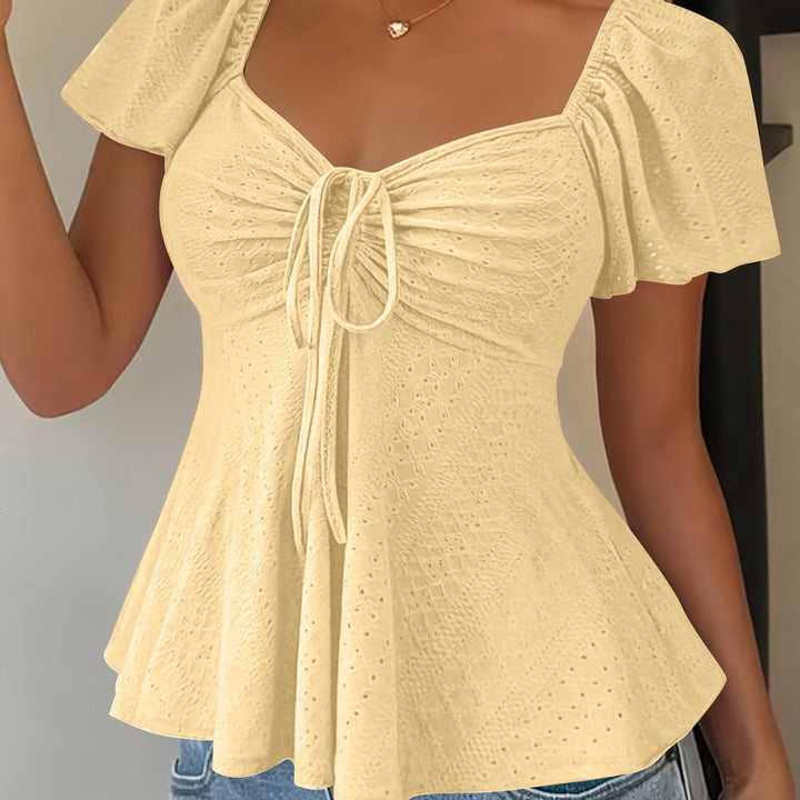 María Ángela | Top peplum de manga corta abullonada