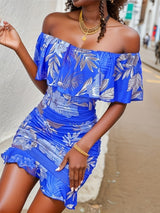 Danna | Vestido corto off shoulder con vuelo