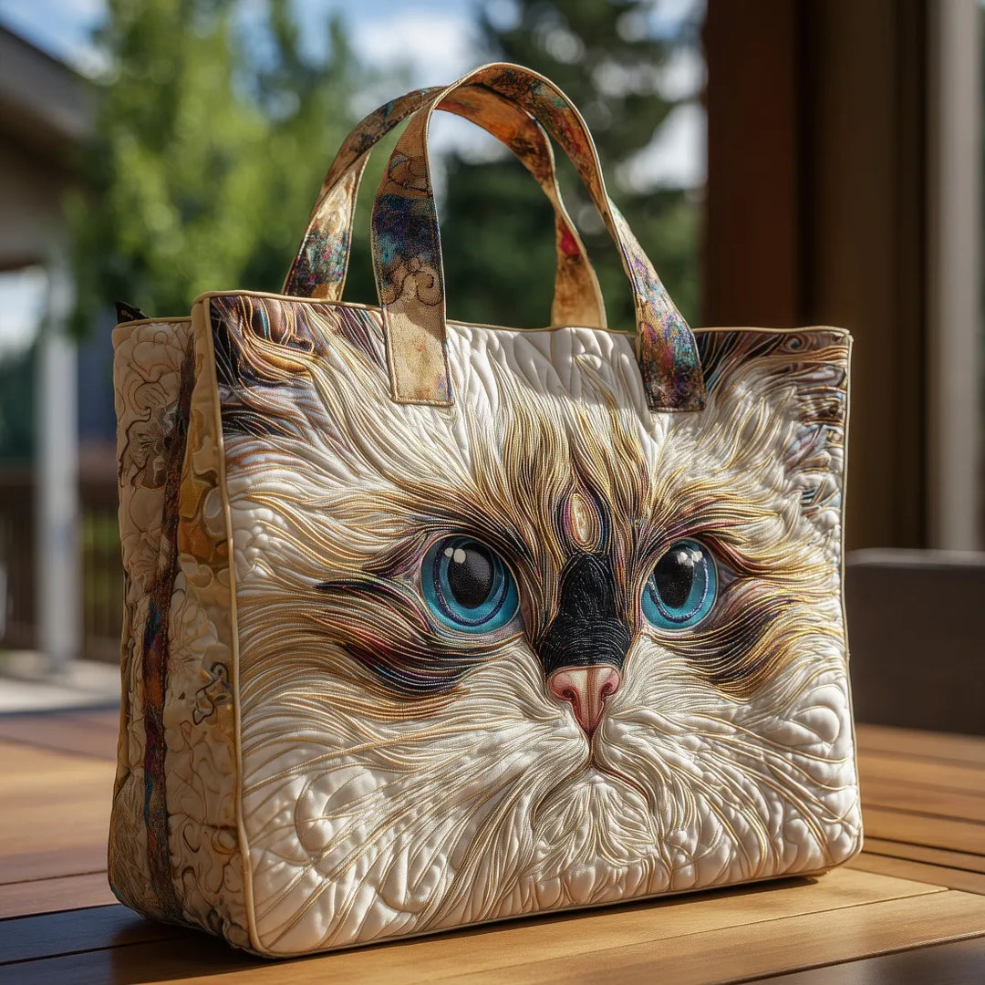 Guadalupe | Bolso tote acolchado con estampado de gato