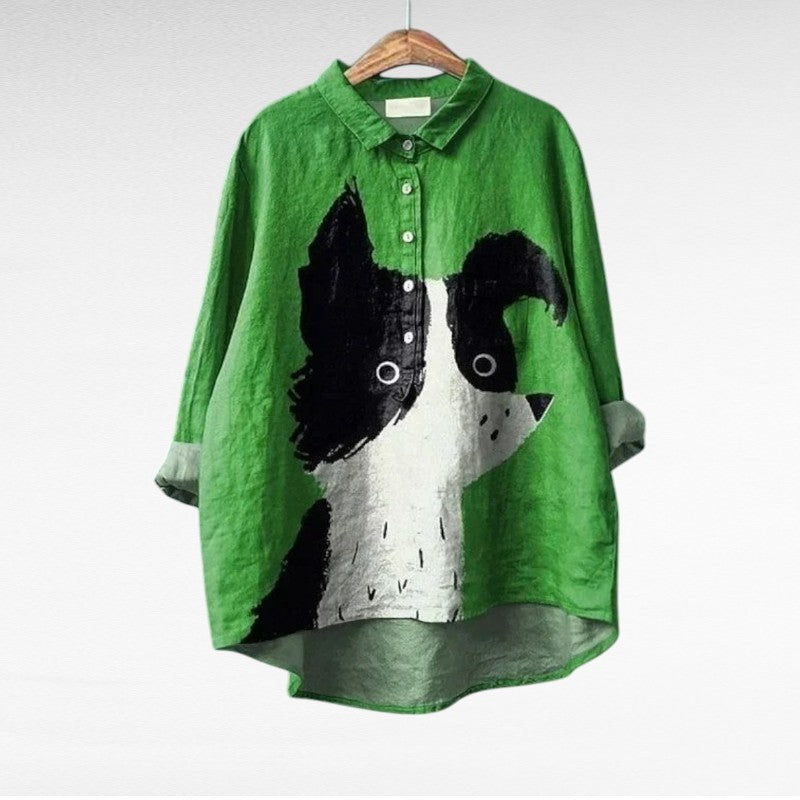Malén | Blusa con estampado artístico de perro