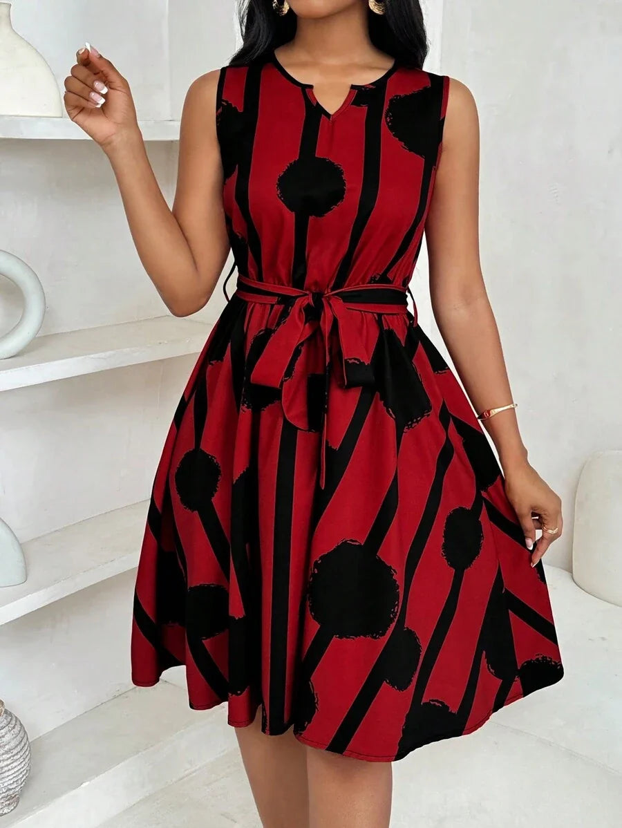 Paola Andrea | Vestido estampado con amarre en la cintura
