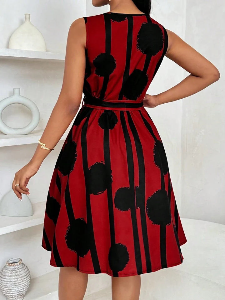 Paola Andrea | Vestido estampado con amarre en la cintura