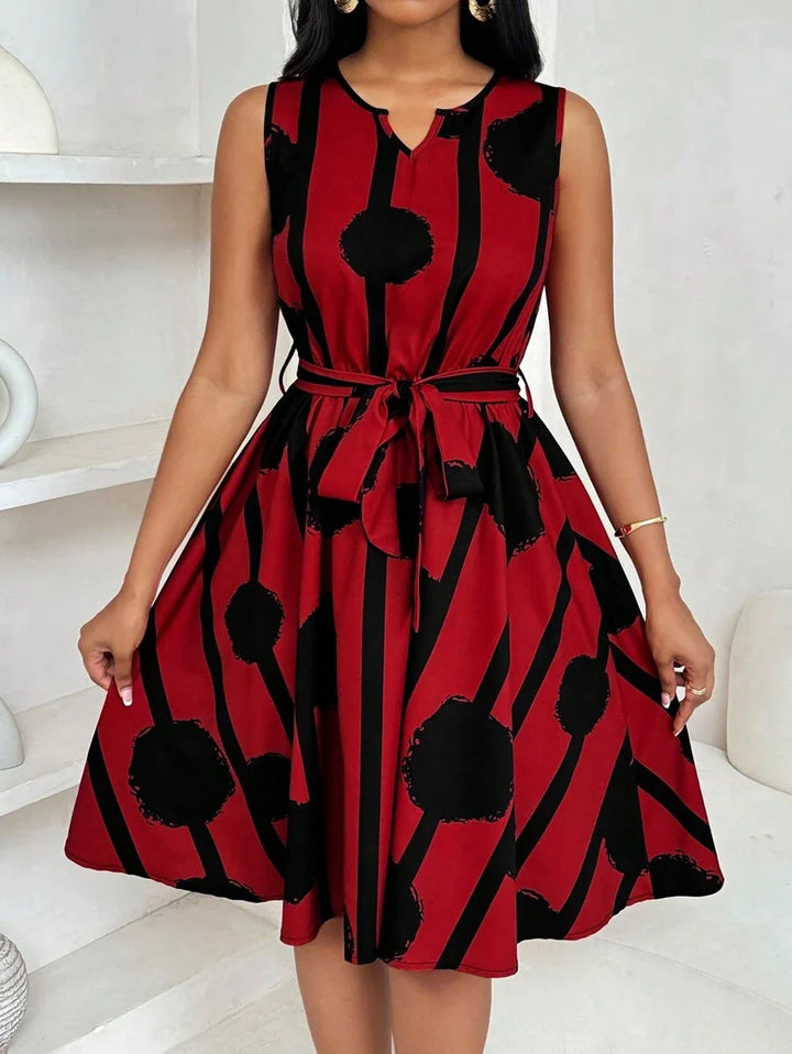Paola Andrea | Vestido estampado con amarre en la cintura