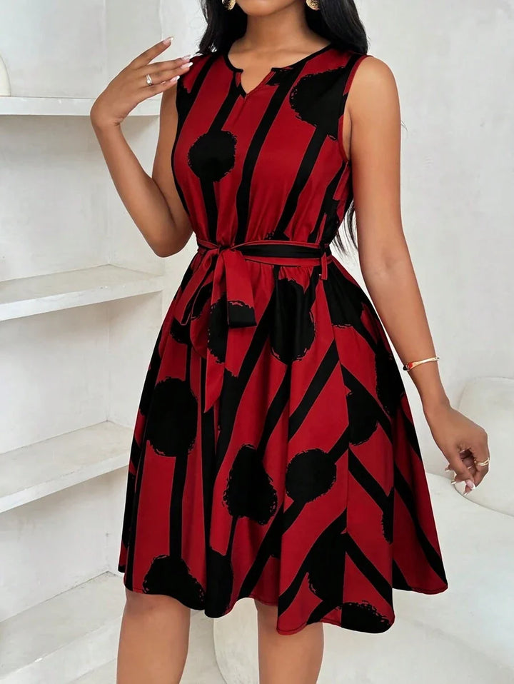 Paola Andrea | Vestido estampado con amarre en la cintura