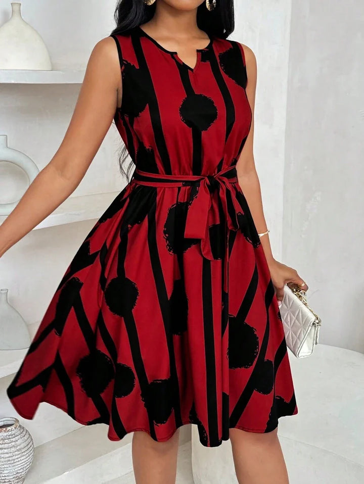 Paola Andrea | Vestido estampado con amarre en la cintura