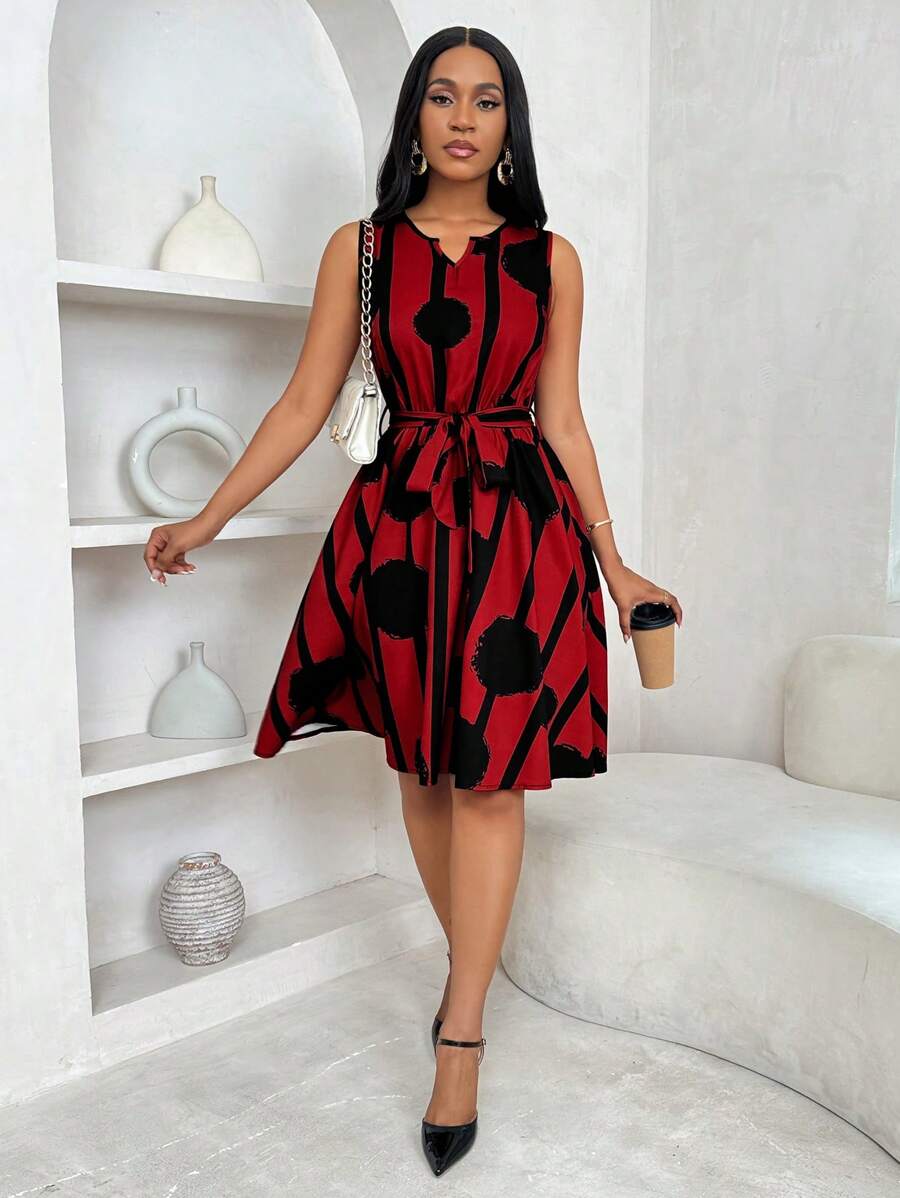 Paola Andrea | Vestido estampado con amarre en la cintura
