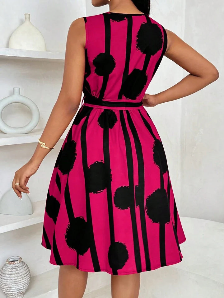 Paola Andrea | Vestido estampado con amarre en la cintura