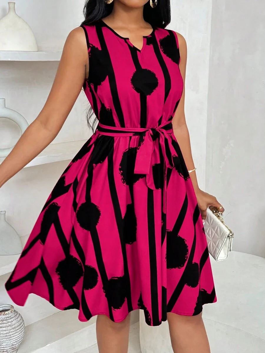 Paola Andrea | Vestido estampado con amarre en la cintura