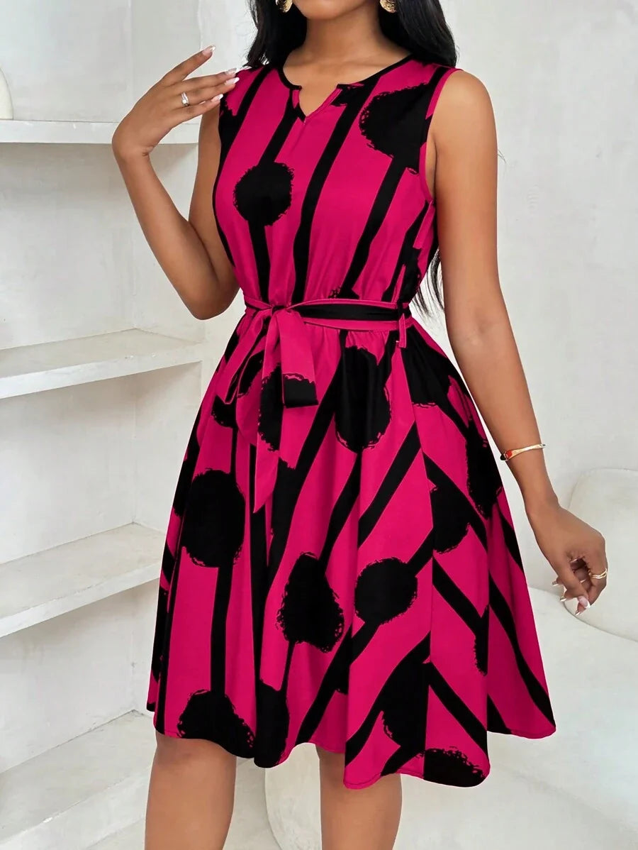 Paola Andrea | Vestido estampado con amarre en la cintura