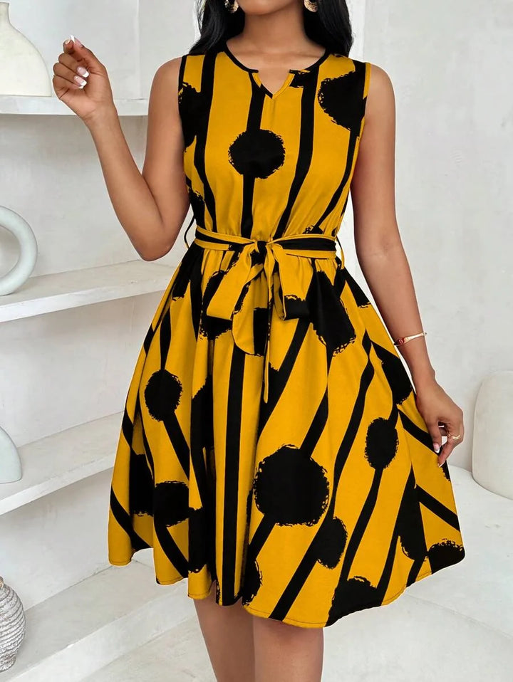 Paola Andrea | Vestido estampado con amarre en la cintura