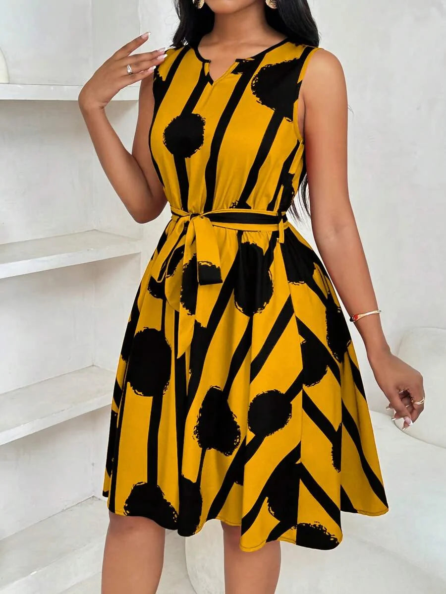 Paola Andrea | Vestido estampado con amarre en la cintura