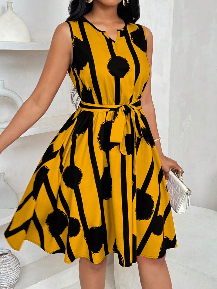 Paola Andrea | Vestido estampado con amarre en la cintura