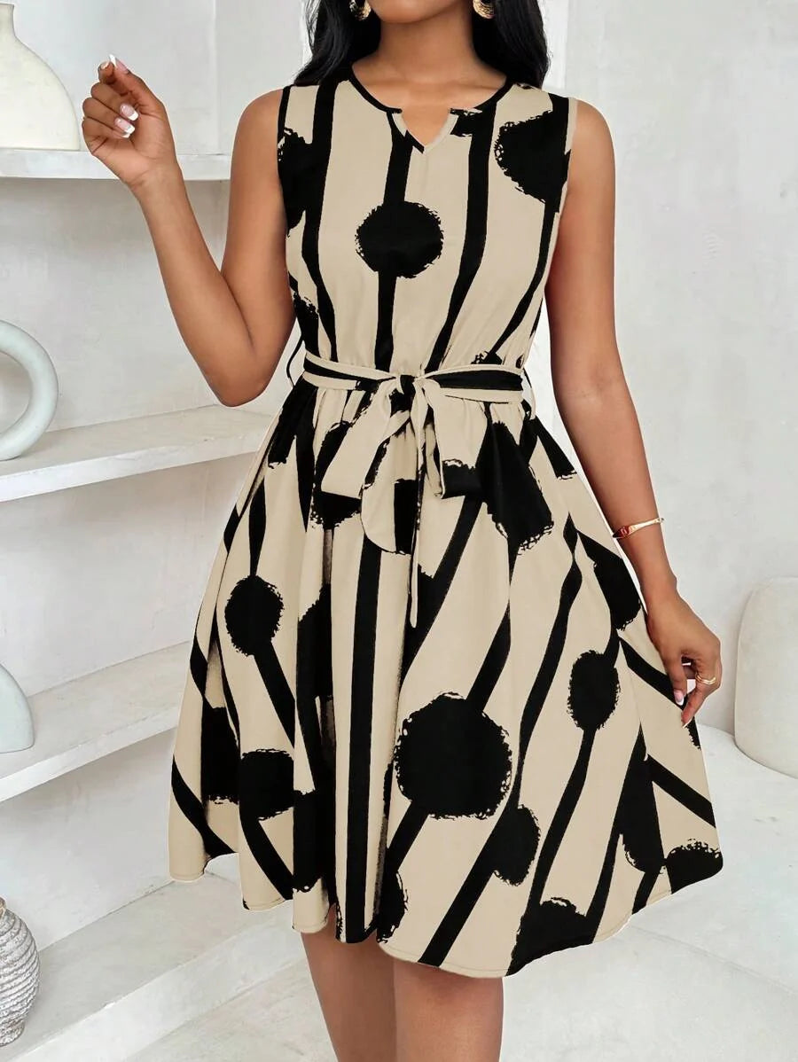 Paola Andrea | Vestido estampado con amarre en la cintura