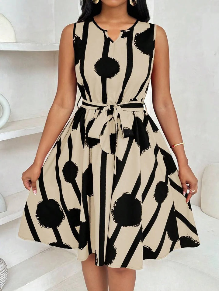 Paola Andrea | Vestido estampado con amarre en la cintura