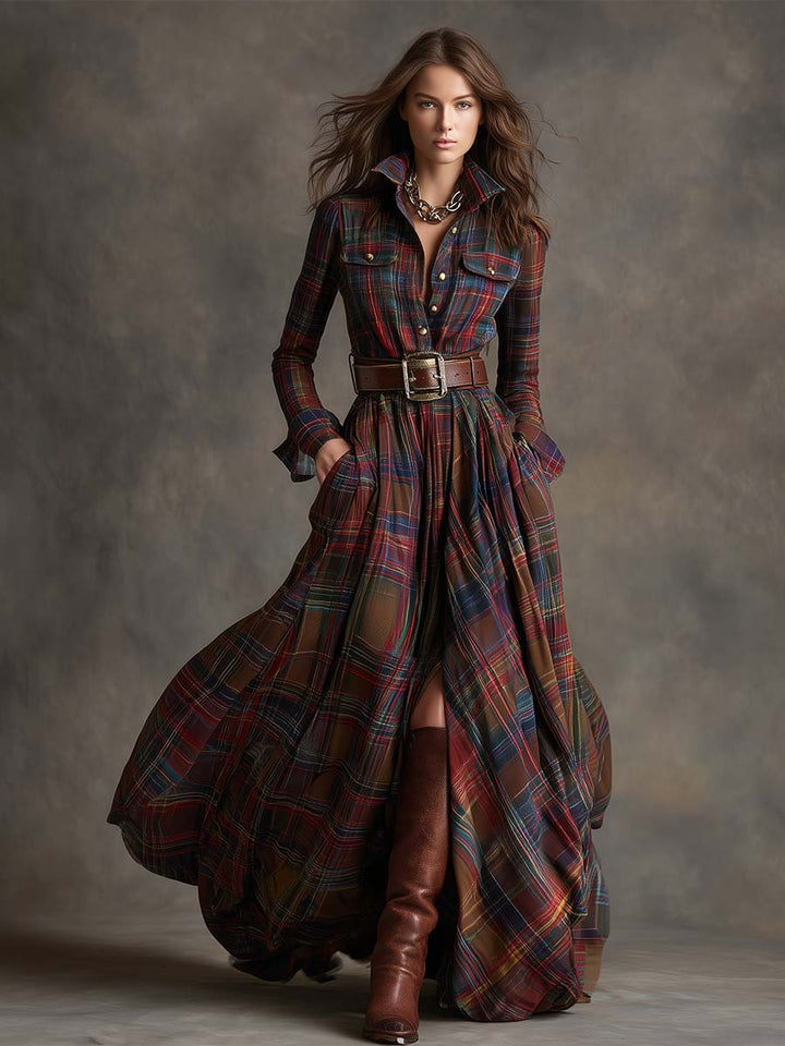 Pilmaiquén | Vestido camisero largo con cinturón