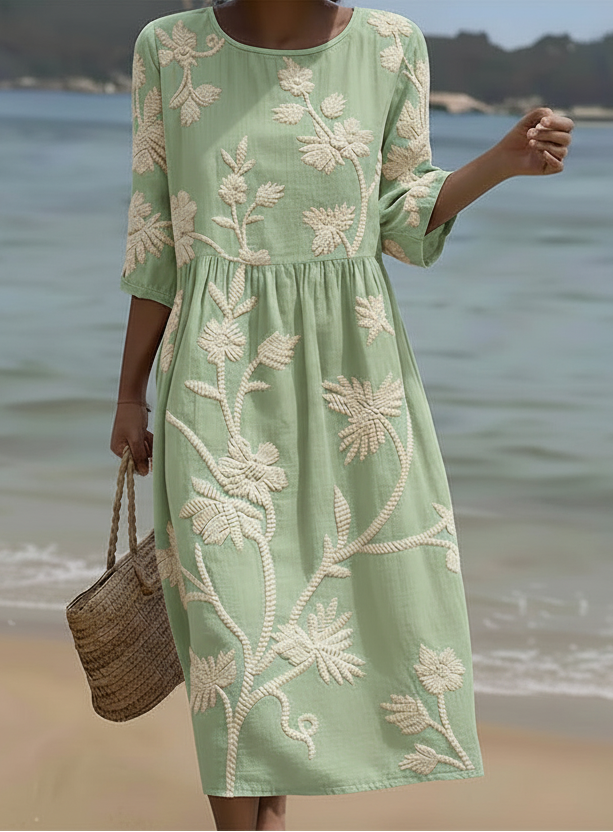Danitza | Vestido midi con bordado floral