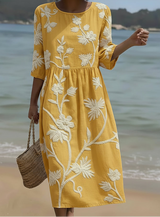 Poleth | Vestido midi con bordado floral