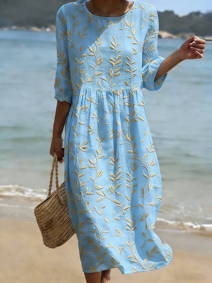 María Jimena | Vestido midi bordado floral