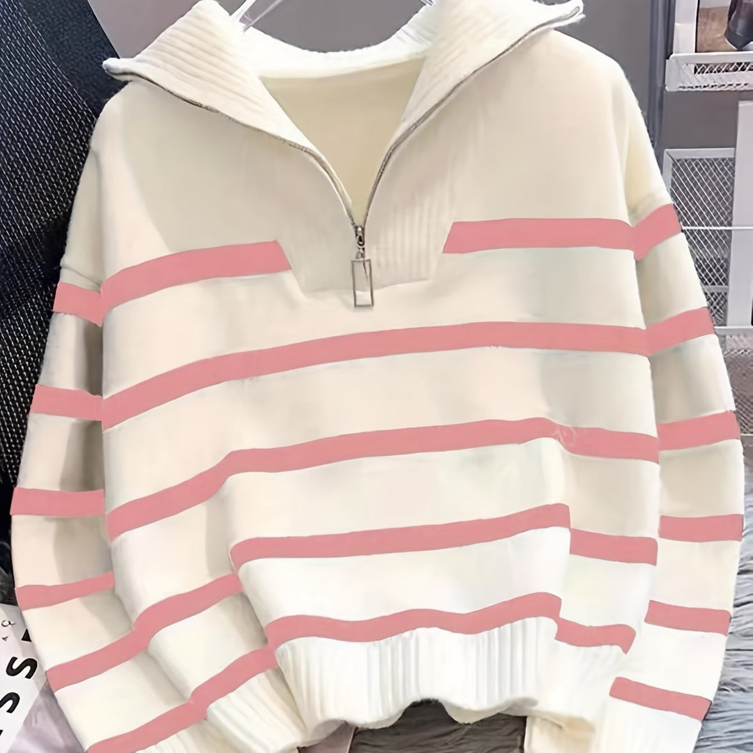 Josefa Ignacia | Sweater a rayas con cierre al cuello