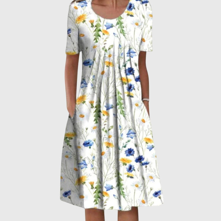 Lican Ray | Vestido estampado cuello redondo