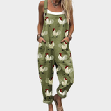 Blanca | Jumpsuit ancho con estampado de gallos