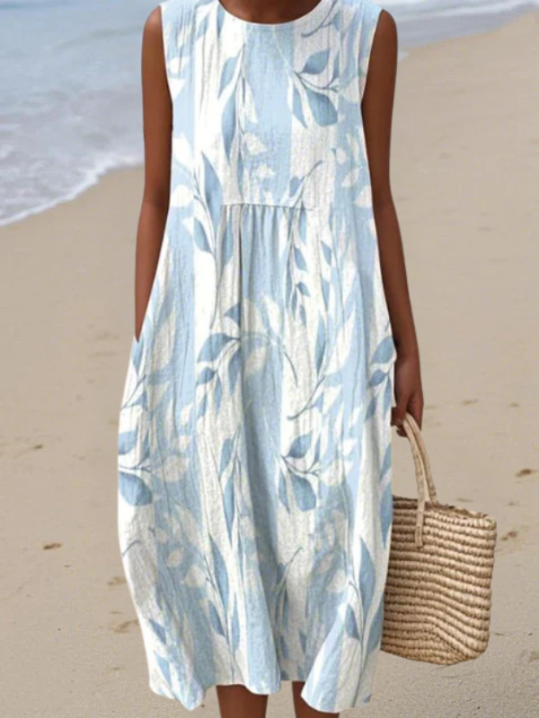 Ayün | Vestido midi estampado de hojas