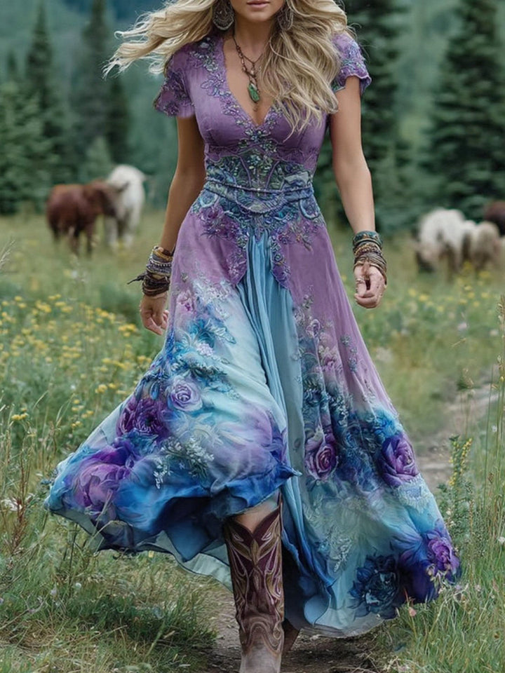 Digna | Vestido largo floral degradé
