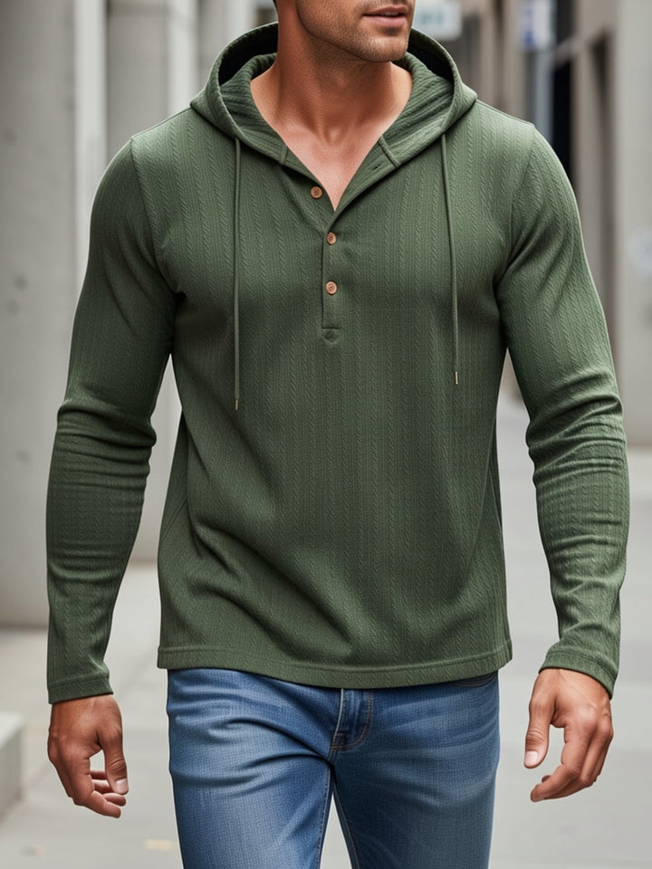 Telésforo | Polera henley con capucha y textura