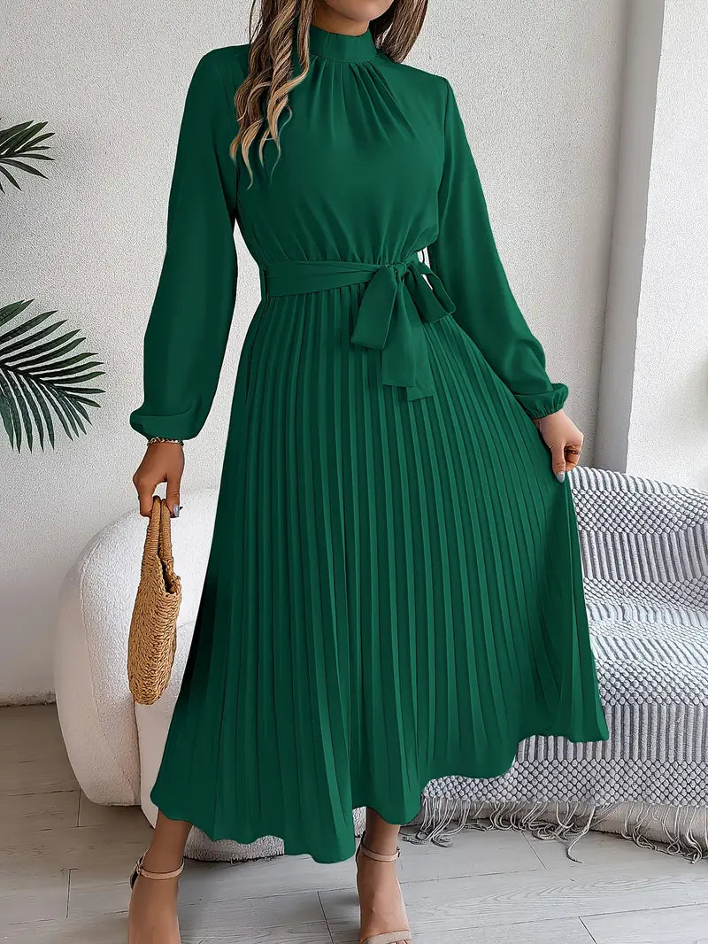 María Constanza | Vestido midi plisado con cinturón