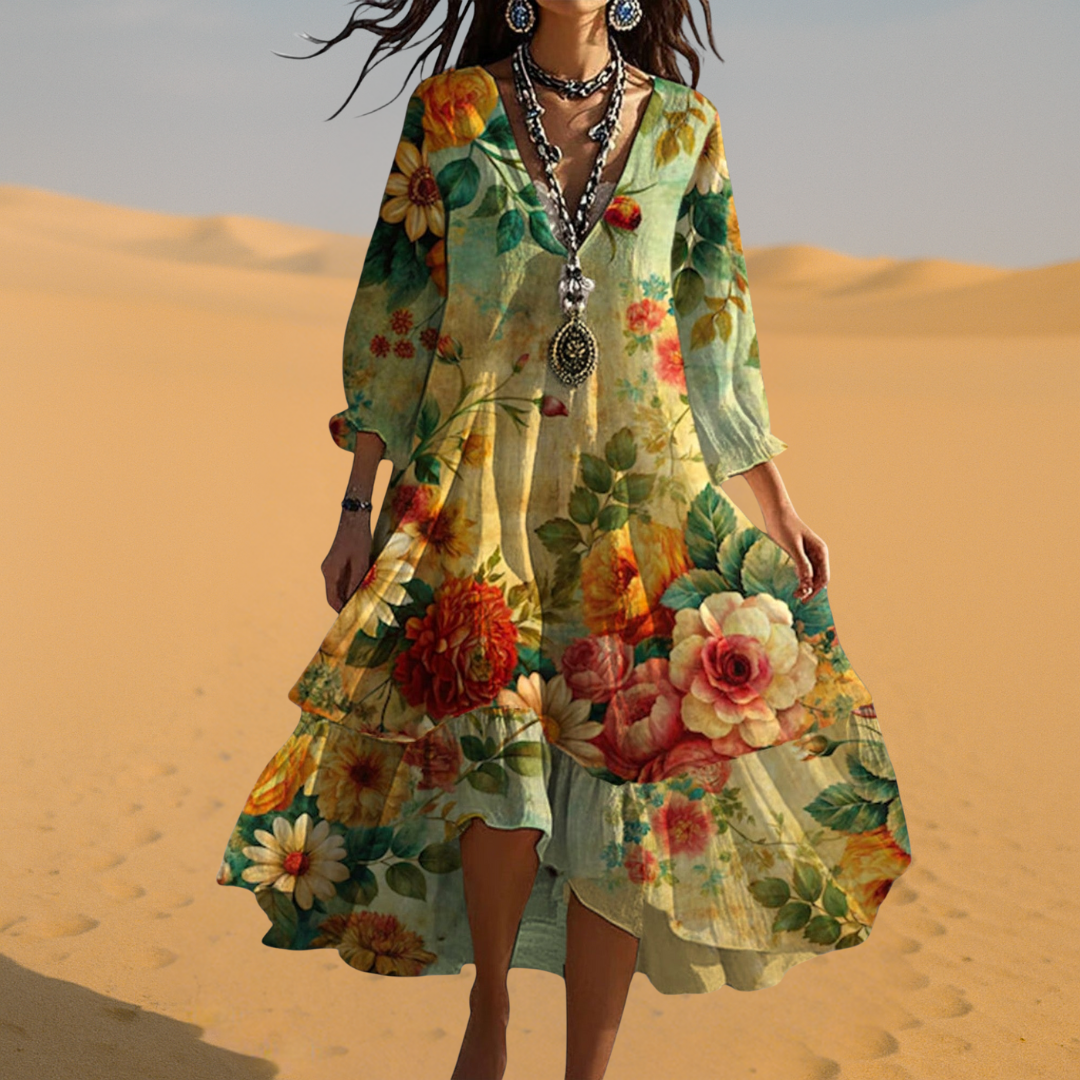 Paola | Vestido boho floral con escote en V